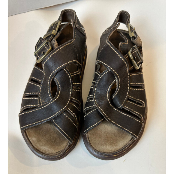 '90s Y2K Vtg Doc Dr Martens Platform Fisherman Sandals Brown Size 7 England Made - Picture 10 of 11
